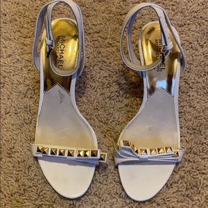Authentic MK white and gold heel